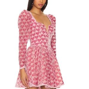 For Love And Lemons Pink Heart Mini Dress